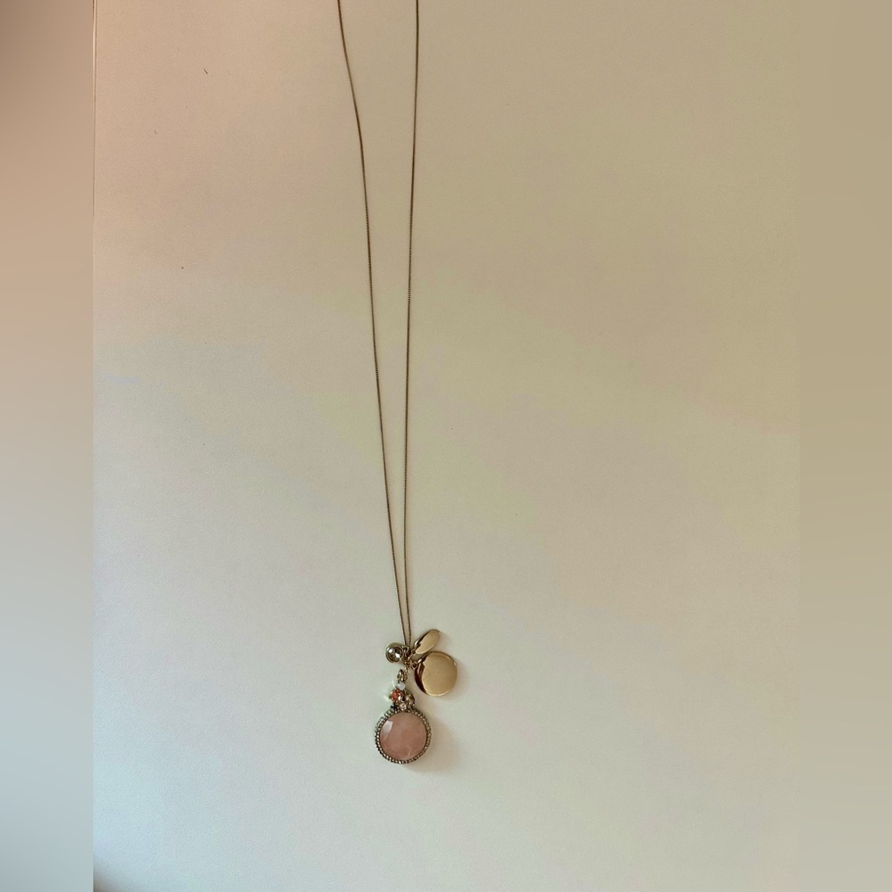 LOFT Gold Necklace with Pink Pendant